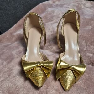 Elegant Gold Bow Women's Heels